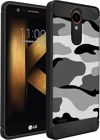 CasesOnDeck Case Compatible with [LG Tribute Dynasty/Aristo 3 /Rebel 4 /Phoenix 4/ Zone 4][Grip Tactical] Hybrid Case Slim Dual Layer Rubberized Exterior Shell Case Grey Camo