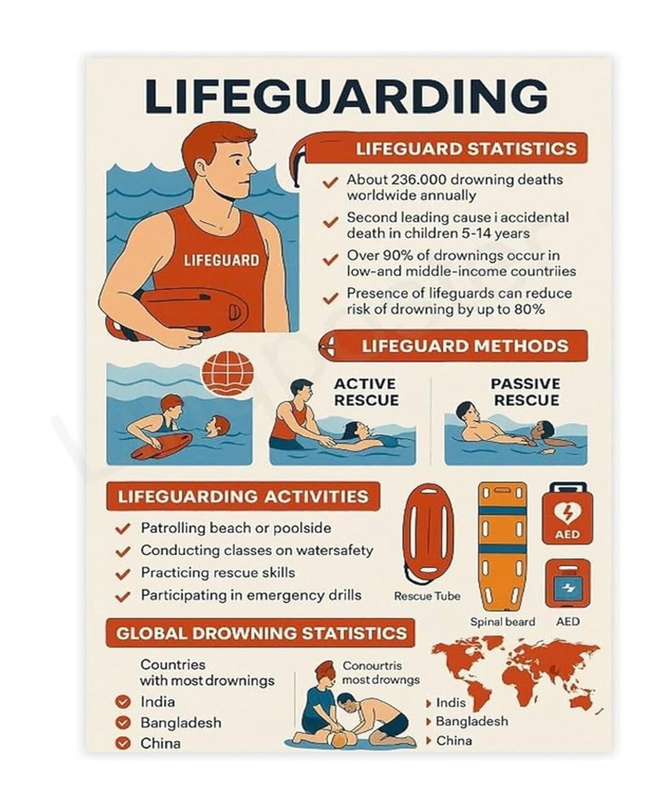 LLBOGRGGN Pool Rules Lifeguard Guide Educational Canvas Wall-Art for Swim Center Lobby or Office(Unframed,16x24inch(40x60cm))