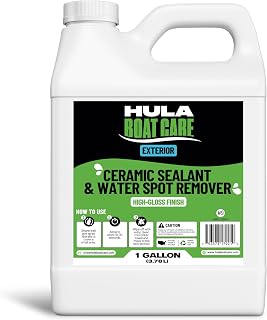 Hula Water Spot Remover for Boats with Ceramic Sealant, 1 Gallon — Daily Maintenance Refill, High-Gloss Finish, Made in USA