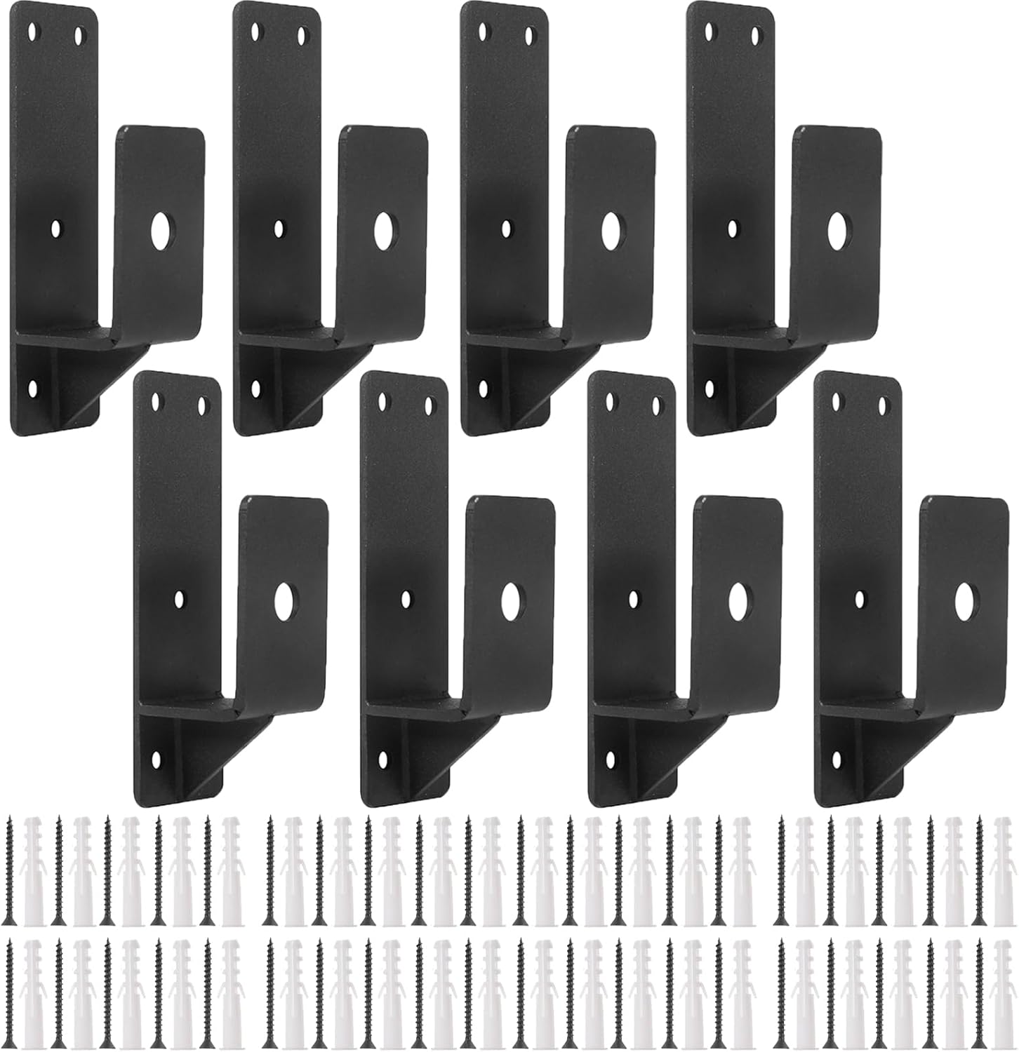8 Pack Door Barricade Brackets 2 x 4 Door Security Bar Heavy Duty Drop Open Bar Holder for Home Security Fits 2 x 4 Lumber Door Brace for Home Security, Black