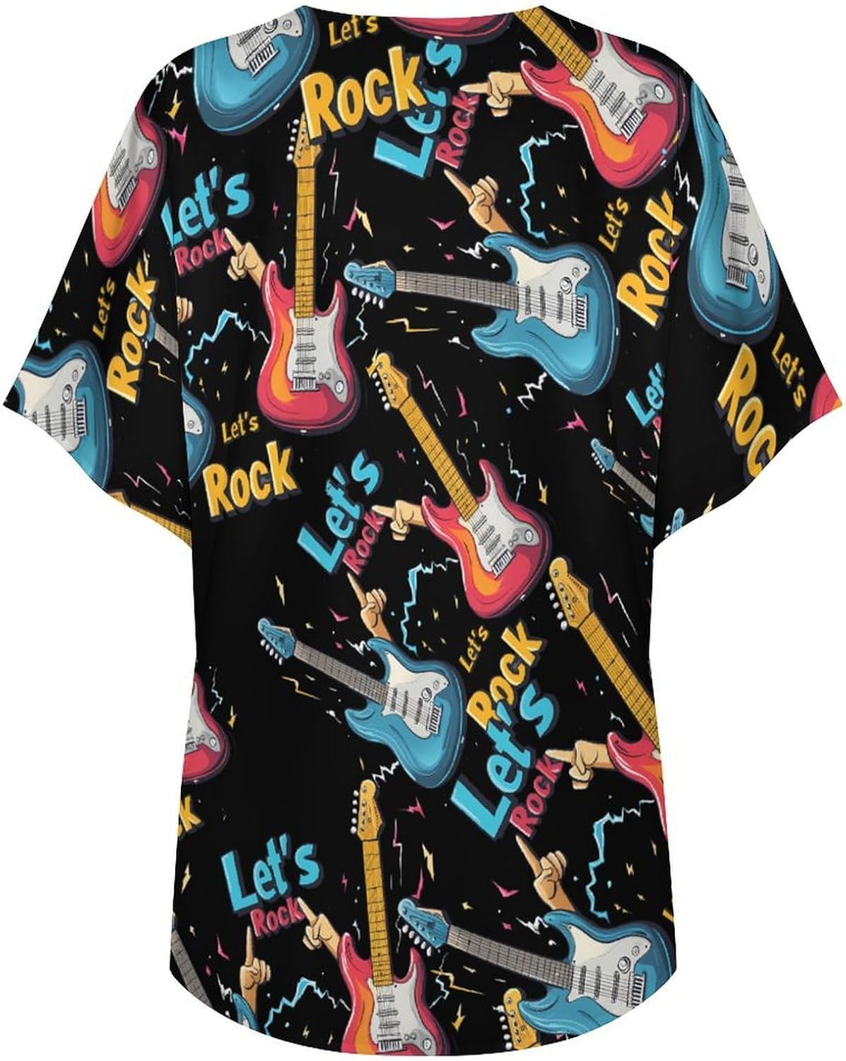 Let's Rock Guitar Music Women's Open Front Cardigan Short Sleeves Jacket Lightweight Sweaters Tops