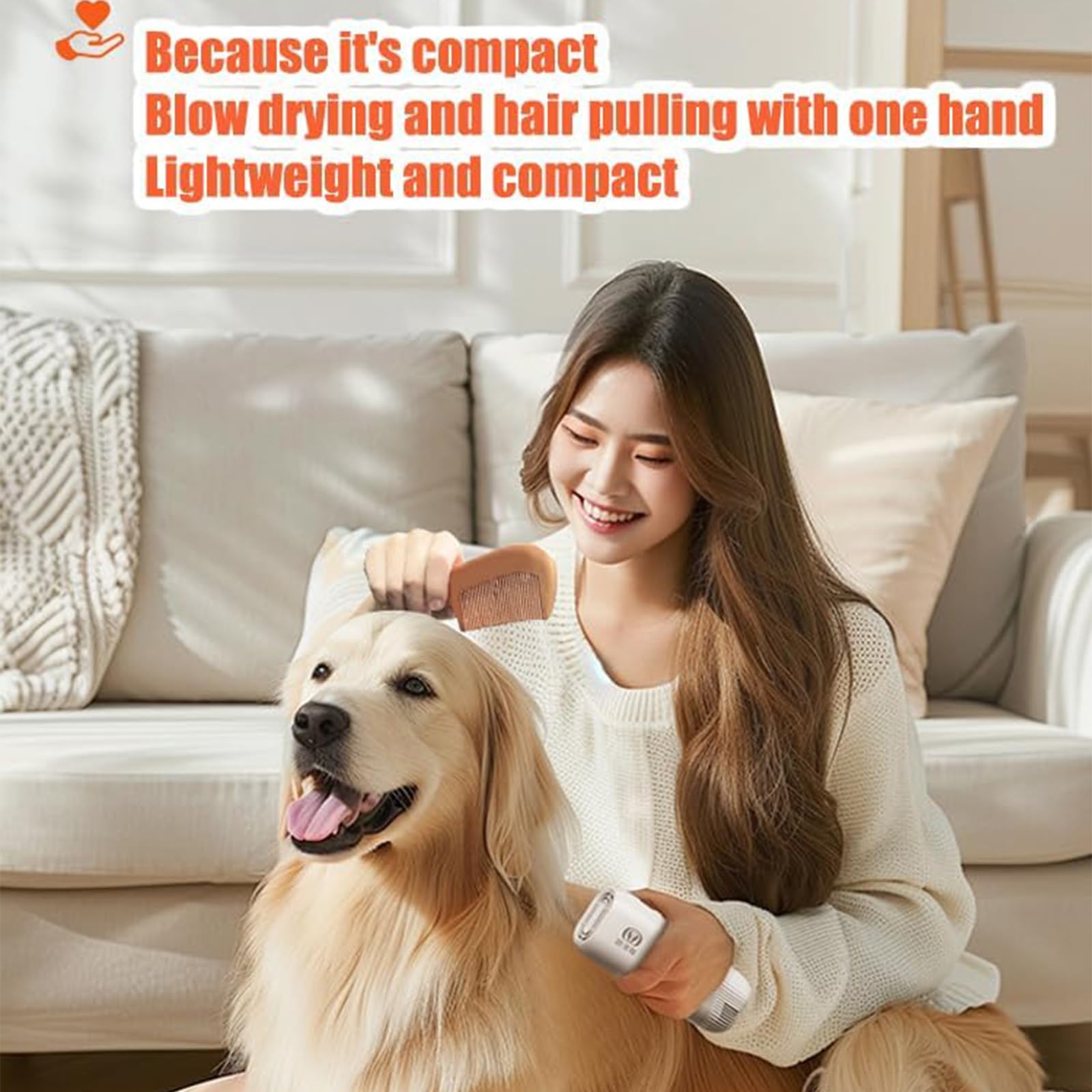 Asciugacapelli per Cani e Gatti a Mani Libere, Asciugatore Cane da Collo 1400W con Motore Brushless 110.000 RPM, 3 Velocità e Temperature, Silenzioso e Rapido Phon per Animali Domestici yellow