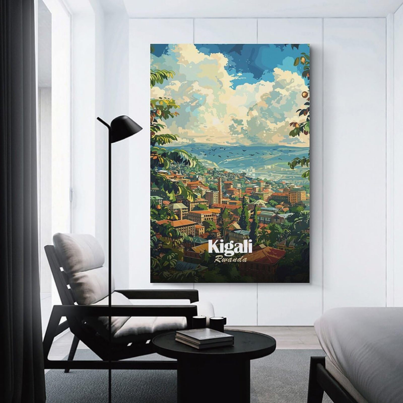 Junmoney Wall Picture Print Kigali, Rwanda Cityscape Art, 20x30inch(50x75cm), for Living Room, Bedroom Or Home Office, Home Decor Gift with Stylish Appeal