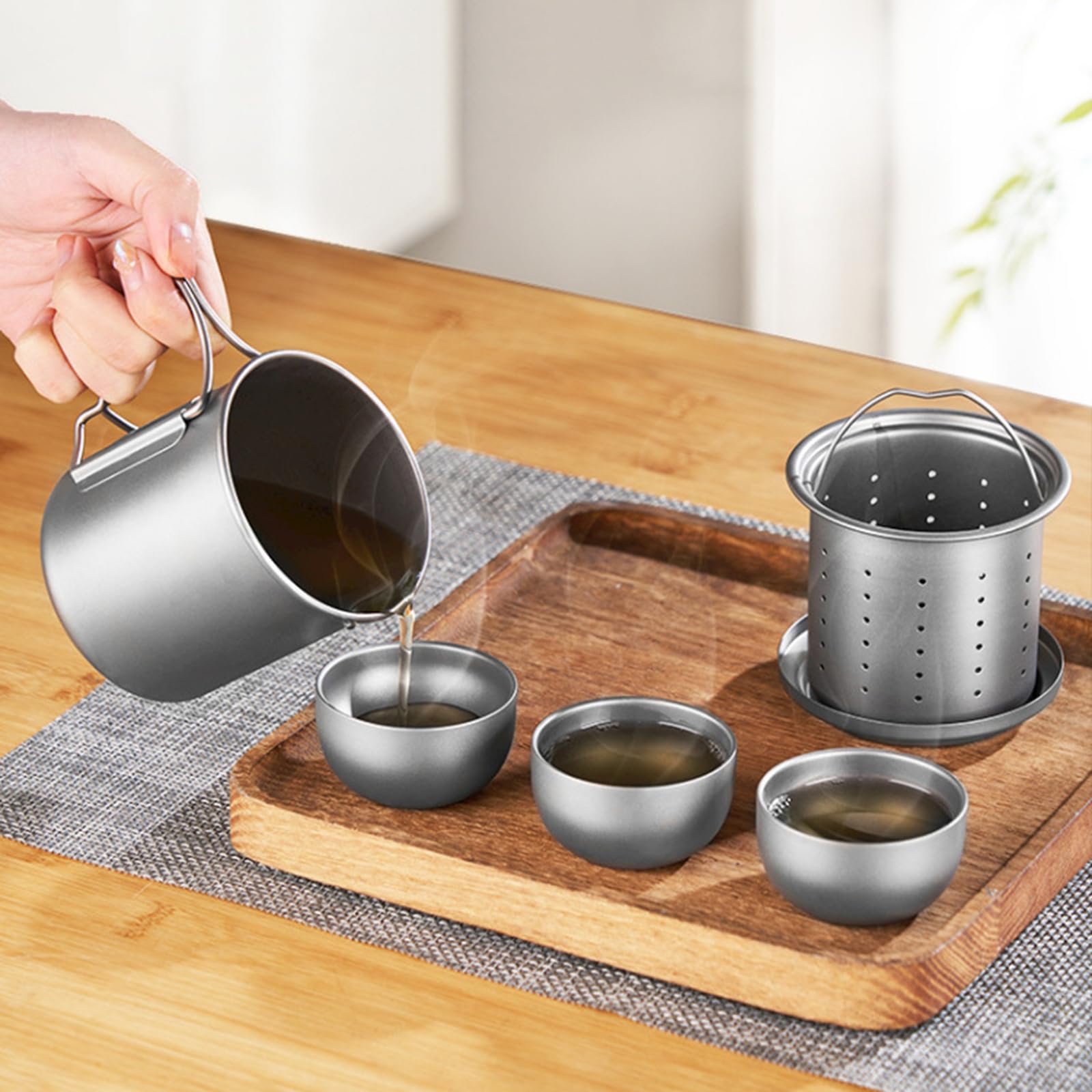 Gobelet de camping portable avec couvercle et poignée pliante, tasse à café pour la maison, le bureau et les voyages, isotherme