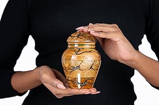 Wooden & Green Resin Keepsake Cremation Urn – Small 15 cu in Handmade Funeral Urn for Human or Pet Ashes – Handcrafted Decorative Wooden Urn Jar with Secure Lid
