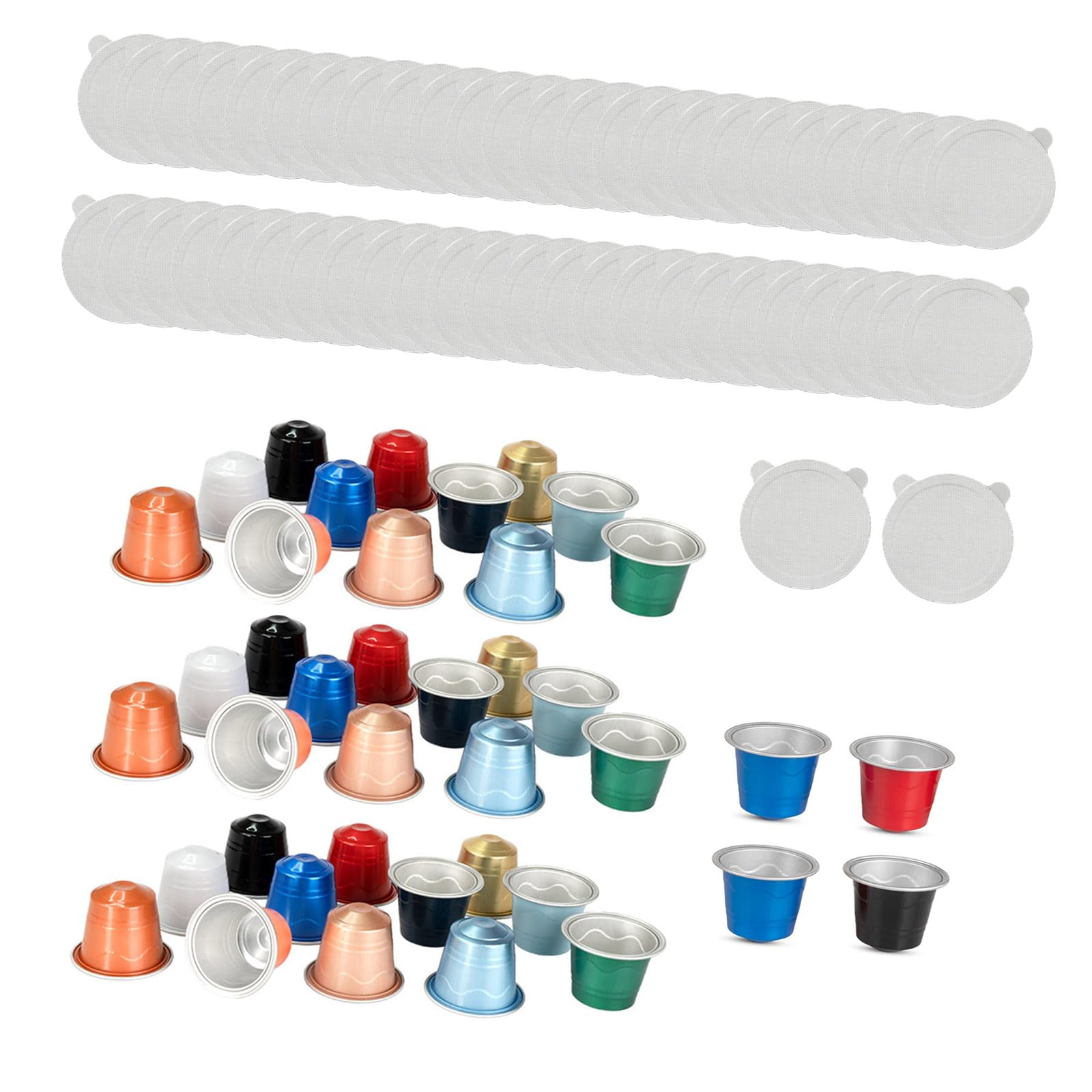 ERRORY 50Pieces Aluminum Foil Pods Covers Foil Lid Coffee Sealers Sealing Film Power Cup Shell Aluminums Foils Cover Set Small Machine