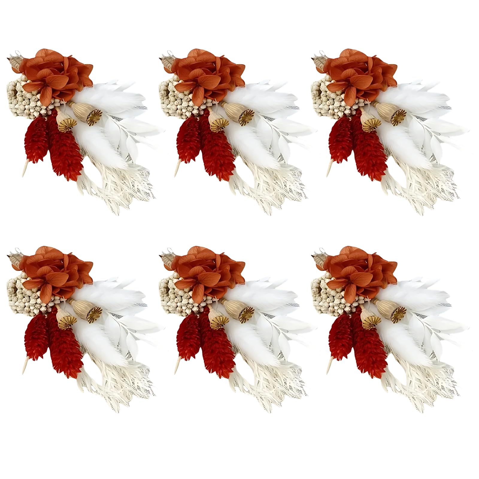 Boutonnière fleur séchée mariage lot de 6 mini accessoires costume témoin bohème