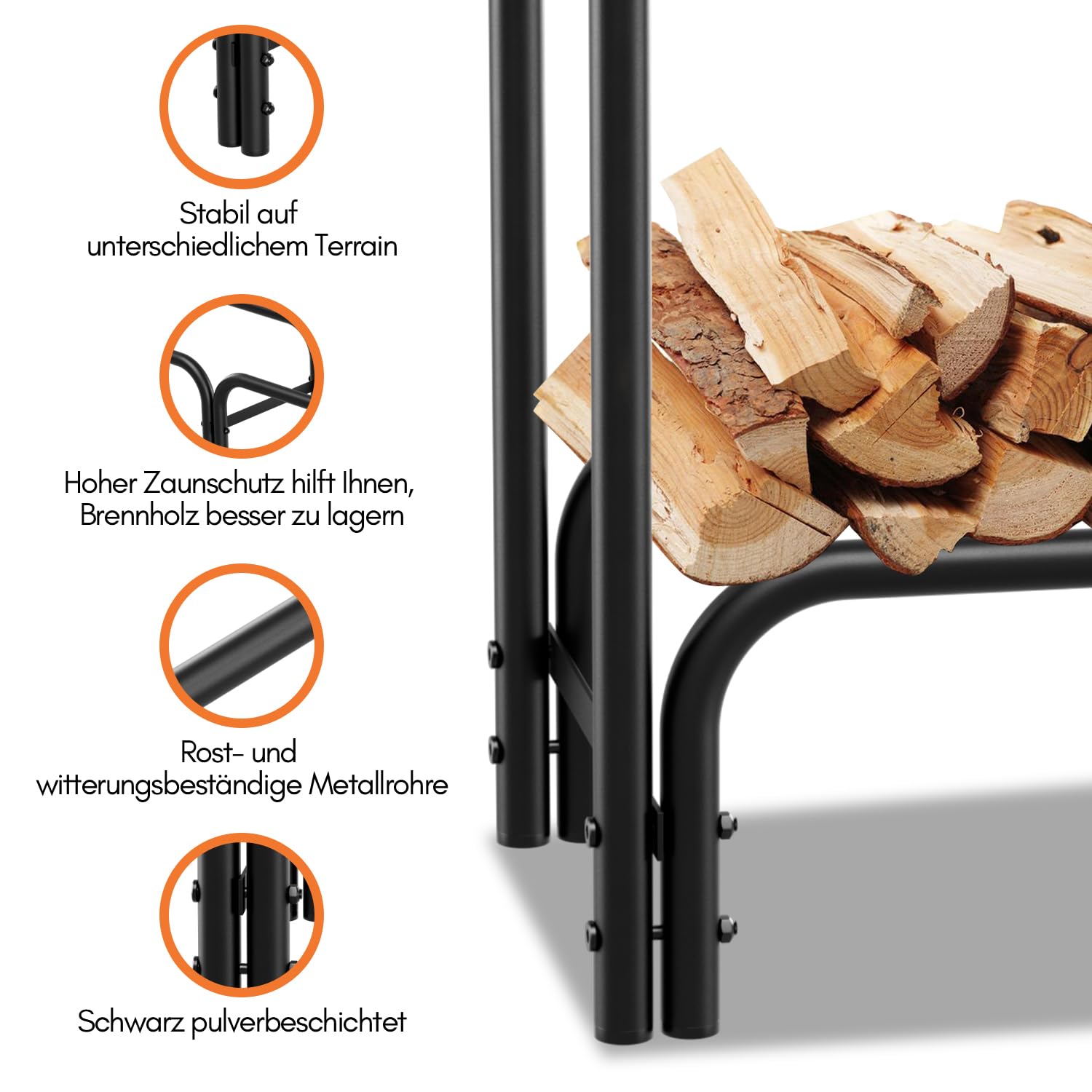 Daromigo Kaminholzregal Metall 244x34.5x124cm Brennholzregal mit Schutzhülle Stahlrahmen Pulverbeschichtet Kaminholzunterstand 300kg Wasserdicht Holzlager für Terrasse Garten