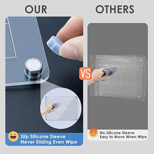 Miniatura 5 de Calendario acrílico magnético para refrigerador de 16 x 12 pulgadas, 2 juegos mensuales y semanales reutilizables de borrado en seco para