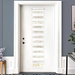 LazBlinds Cordless French Door Blinds, No Drill Roll Up Zebra Blinds for Doors, Light