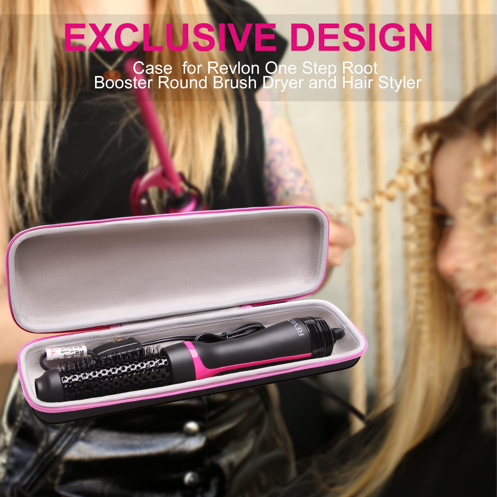 LTGEM - Estuche rígido de EVA para Revlon One Step Root Booster Round Brush Dryer y Hair Styler - Bolsa protectora de viaje para almacenamiento 7