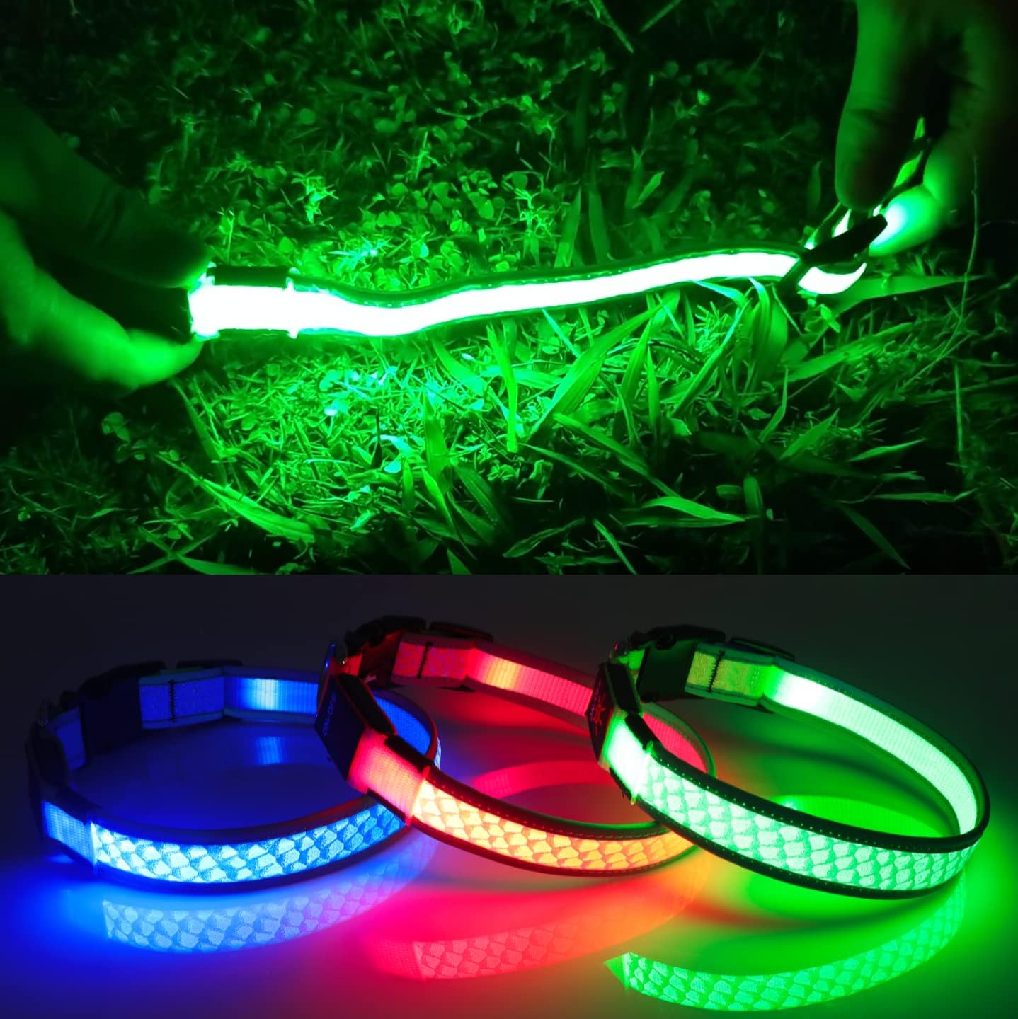 Light Up Dog Collar LED Illuminated Dog Collar Rechargeable Glow in The