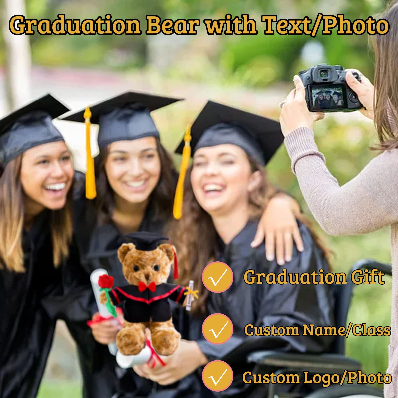 Personalized Graduation Teddy Bear - Custom Text Plush Gift For Grads 2024 (16 Inches) - View #9