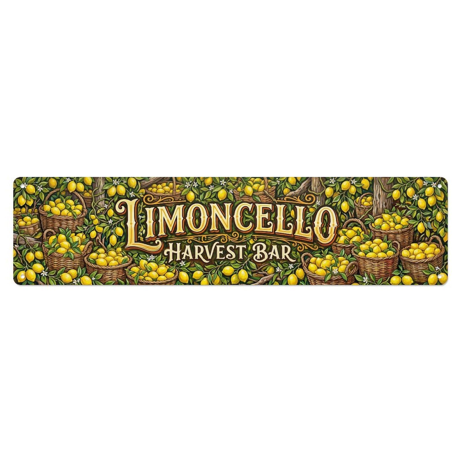 Limoncello Harvest Lemon Bar Metal Tin Skinny Sign Plaque Wall Decor for Cafe, Club Bar, Office, Home Garden Metal Poster 4x16Inch