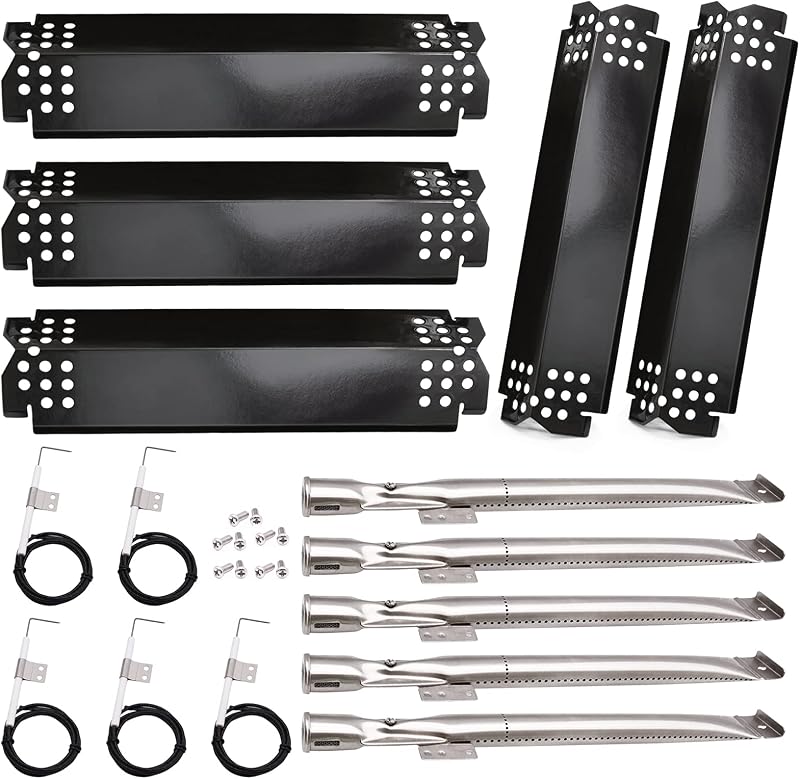 Piezas de repuesto para parrilla Nexgrill 720-0888, 720-0888N, Home Depot Nexgrill 720-0830H, tubos de quemador de parrilla, placas de tienda de campaña de protección térmica y kit de encendedores de repuesto para parrillas Nexgrill de 5 quemadores, paquete de 5