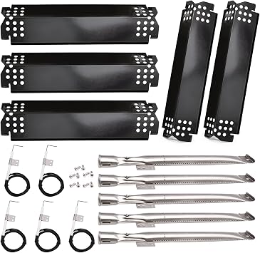 Grill Replacement Parts for Nexgrill 720-0888, 720-0888N, Home Depot Nexgrill 720-0830H, Grill Burner Tubes, Heat Shield Tent Plates and Igniters Kit Replacement for Nexgrill 5 Burner Grills, 5 Pack
