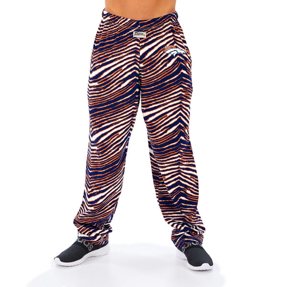 Zubaz NFL Men's Classic Zebra Print Team Logo Pants, Denver Broncos, Large
