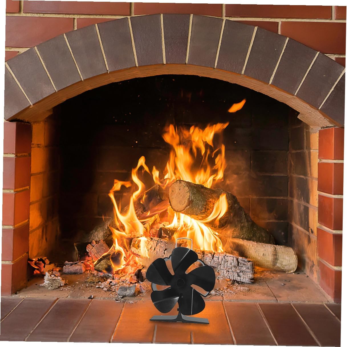 VILLCASE Mini 5-blade Thermal Stove Fan Heat Powered Fireplace Fan Aluminum Blades Silent Operation for Woodstove Heat Distribution in Home Heating