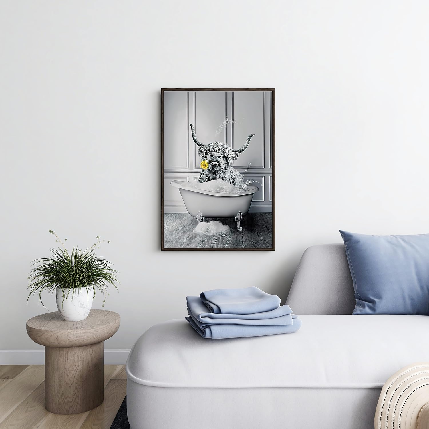 JNAOZI Bathroom Black and White Canvas Painting, Black White Vintage Canvas Pictures - Image 3
