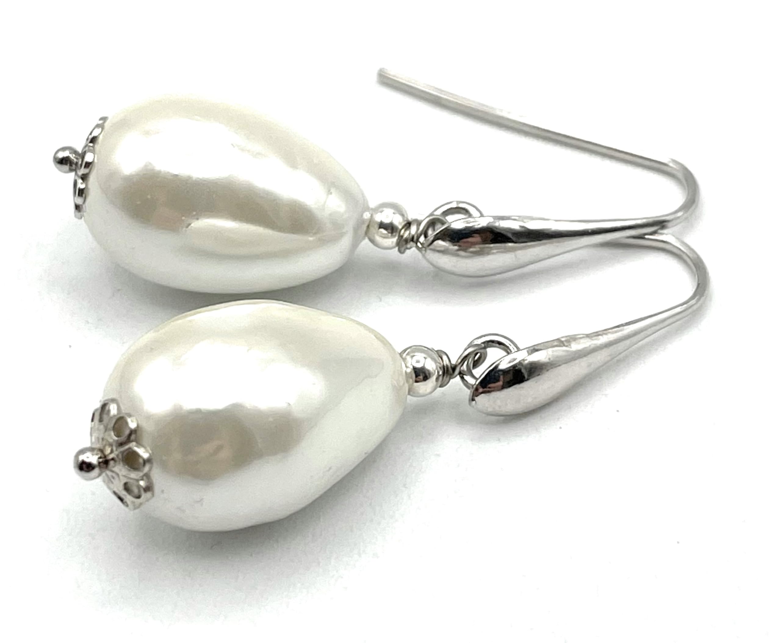 Boucles d'oreilles argent 925 anti-allergie avec perles baroques légères et élégantes - 10