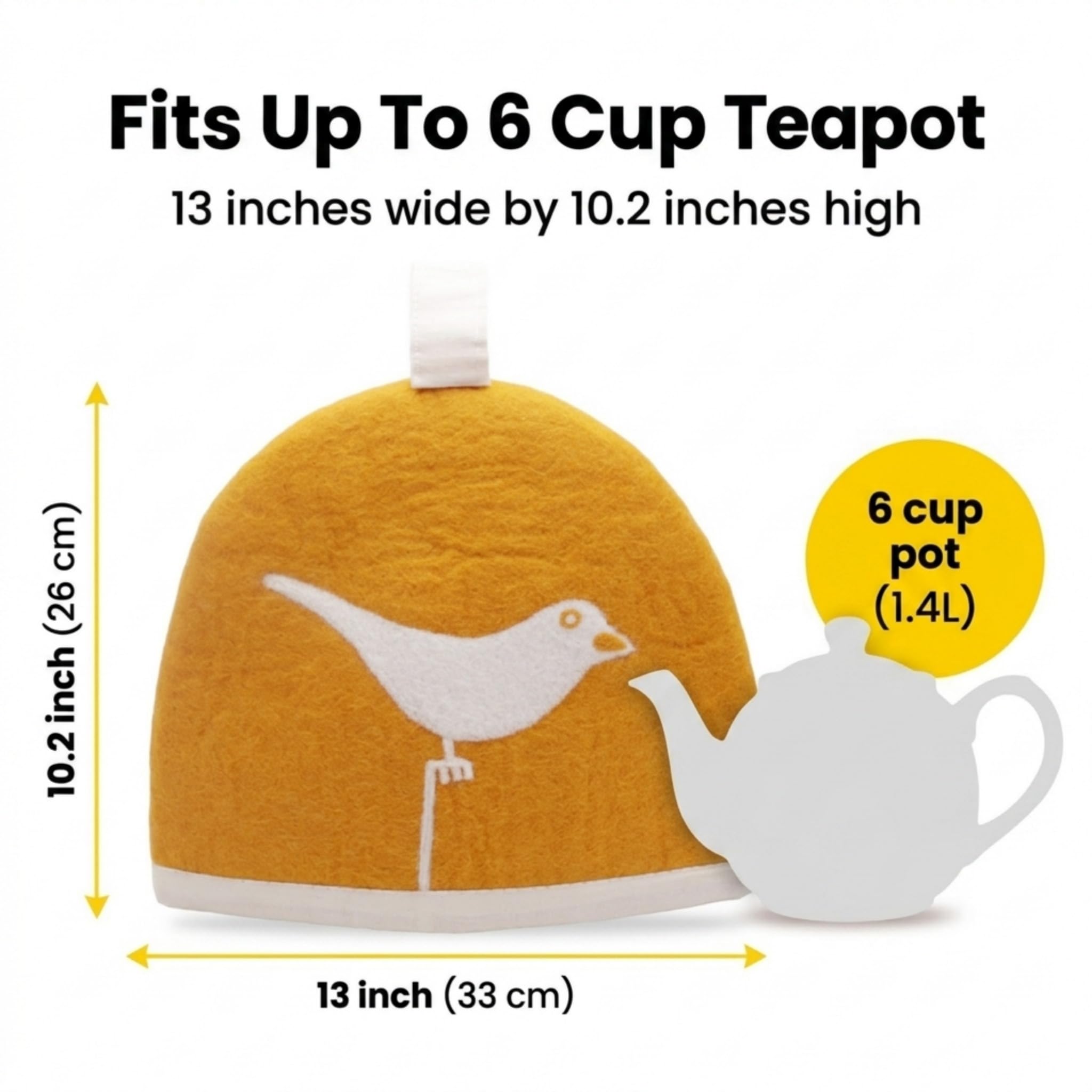 Glaciart One Funda acogedora para tetera de lana, con forma de cúpula, para tetera o prensa francesa, hecha a mano y fieltro de aguja de lana natural, calienta hasta 2 horas, ideal como regalo