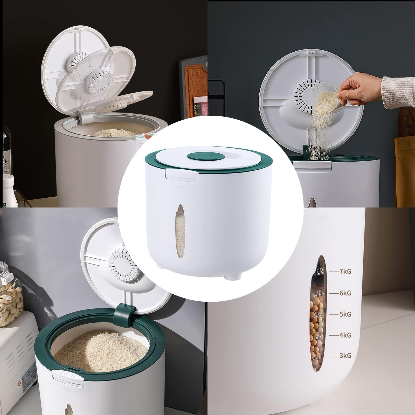 5 Kg Reis-Vorratsbehälter, Versiegelter Getreidespender, Aufbewahrungsbox Mit Deckel, Messbecher, Müsli-Vorratsbehälter, Lebensmittel-Vorratsbehälter,Blau