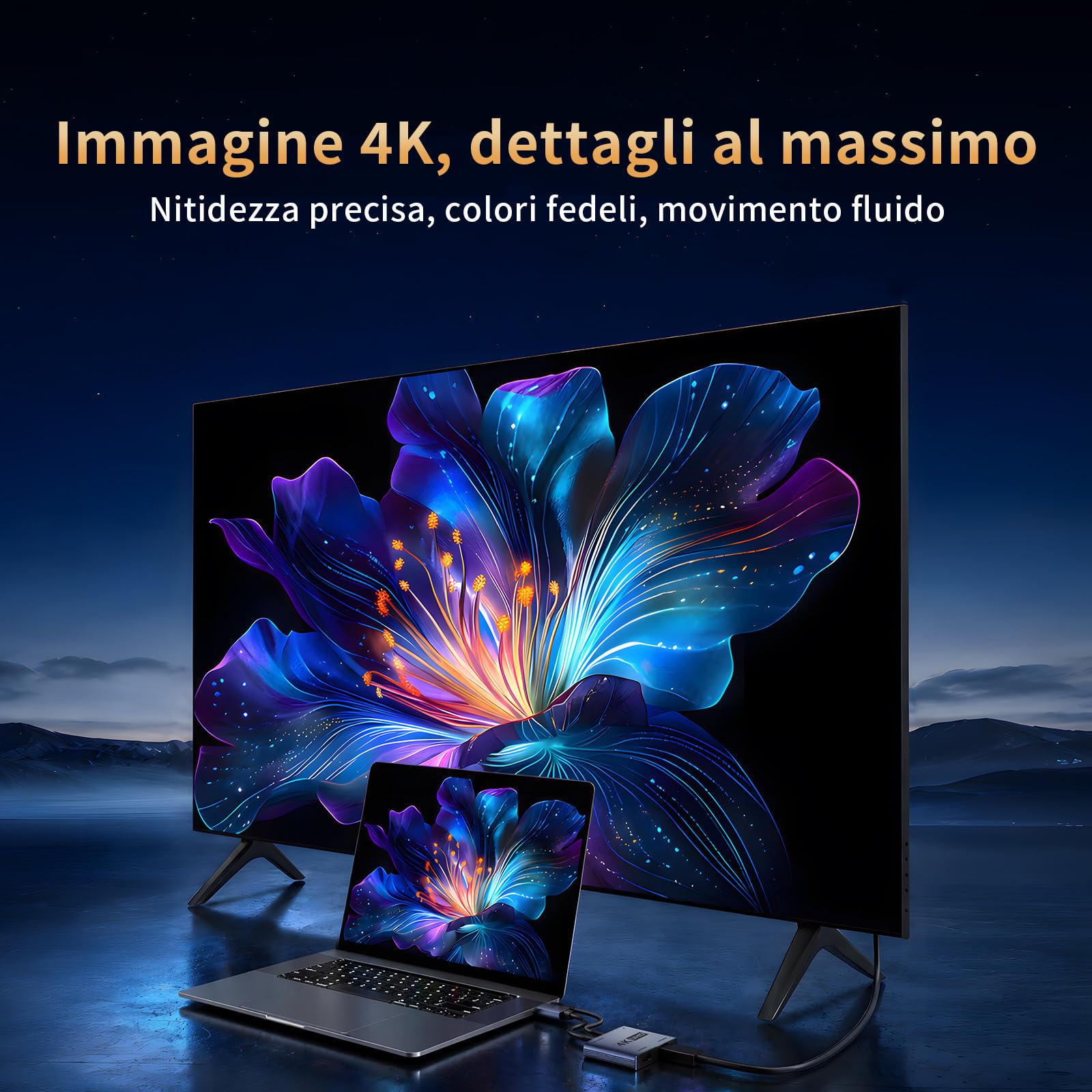 Adattatore DisplayPort a doppio HDMI, 4K@60Hz 2K@120Hz HDR