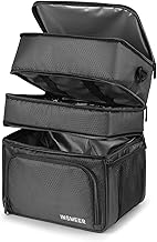 INSMEER 3 Compartments Lunch Box, 20L Large Lunch Box for Men,Women Insulated Lunch Bag with Sturdy Bottom/Shoulder Strap/Waterproof Zipper, Lunch Box for Work/Office/Driver/Beach/Picnic (Black)