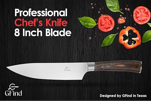 Miniatura 4 de -Cuchillo de chef, afilado inigualable, cuchillos de chef de 8 pulgadas, acero inoxidable de alto carbono premium, cuchillo de cocina con mango