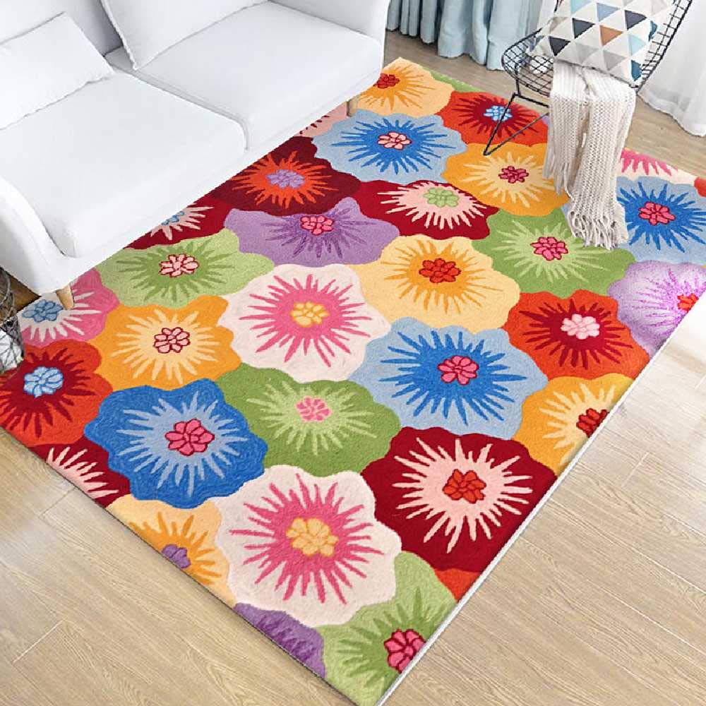 Tapis de reptile pour enfants 200x300cm au motif de fleurs colorées