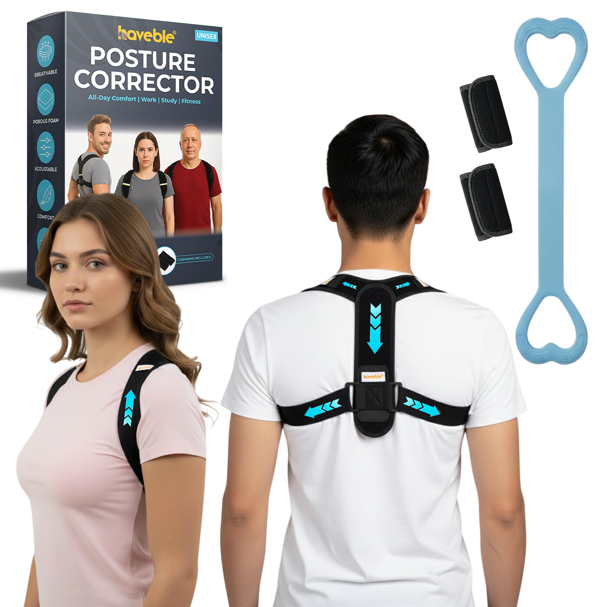 Haveble Posture Corrector for Men & Women, Adjustable Back Support