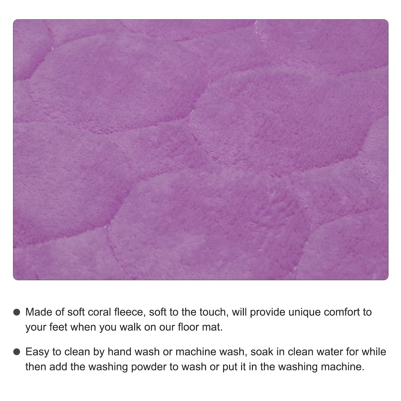 sourcing map Memoria Espuma Baño Alfombra 2uds, 15.7" x 24" Coral Vellón Baño Ducha Alfombra Antideslizantes Lavables Alfombras para Cocina Baño Pisos - Púrpura