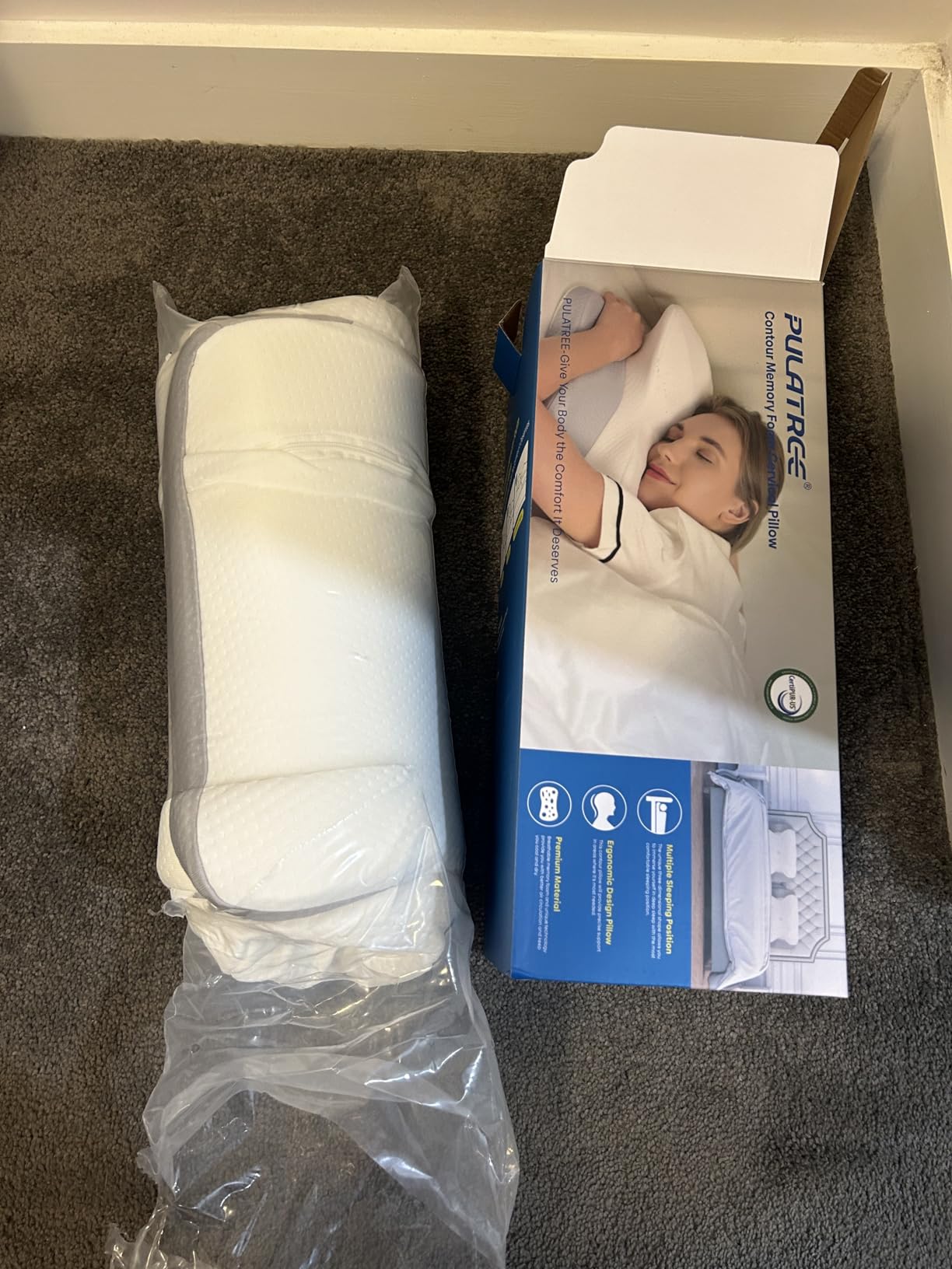 Pulatree Cervical Pillow for Neck Pain Relief, Odorless Contour Memory