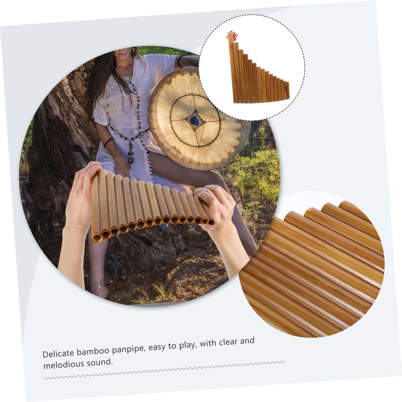 Flûte de Pan Traditionnelle Verticale en Bambou 15 Tubes Marron Bâtonnet et Chiffon de Nettoyage pour Débutant Instrument Musique à Vent Couleur Aléatoire Plusieurs styles