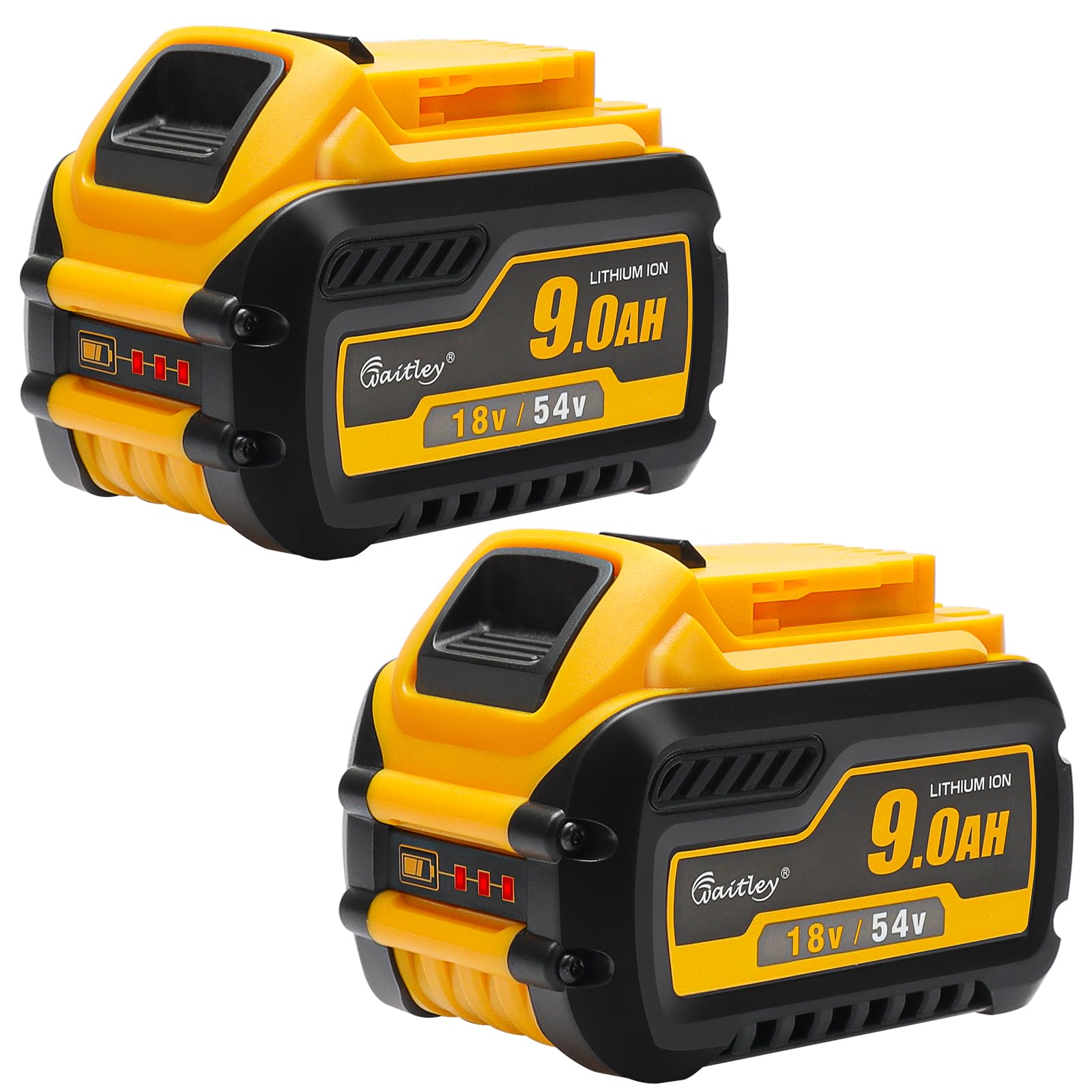 Powarobor Pack of 2 18V/54V 9,0Ah Ersatz Akku kompatibel mit DeWalt 18V und 54Volt Akkus Elektrowerkzeug DCB547 DCB546 DCB548 DCB184 DCB180 mit LED-Anzeige