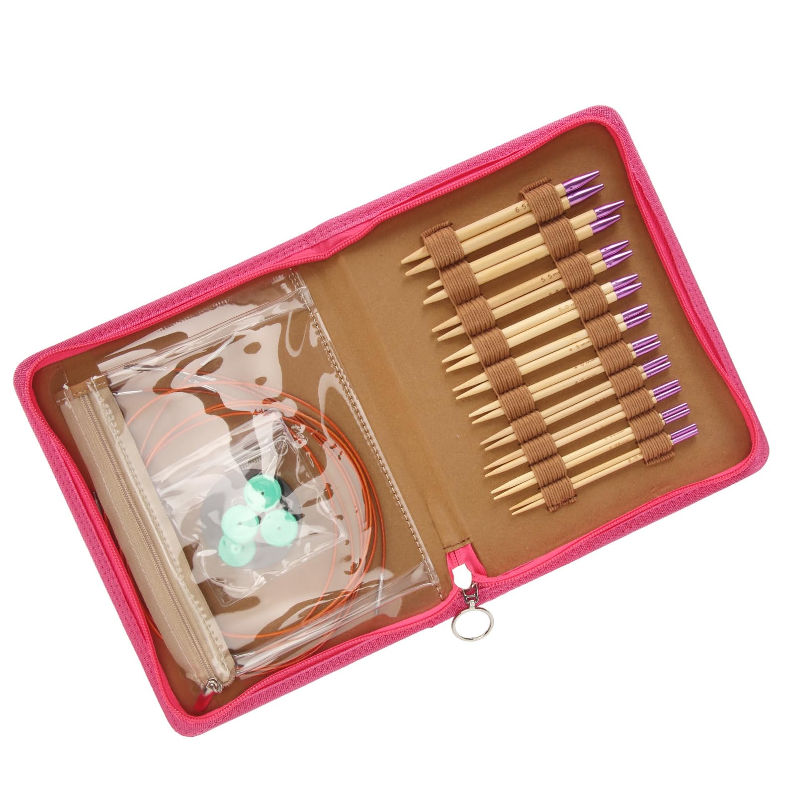 KIMISS Juego de agujas de punto circulares inte mbiables, 10 pares, con mango ergonómico y bolsa de almacenamiento, para tejer y crochet, ideales para manualidades