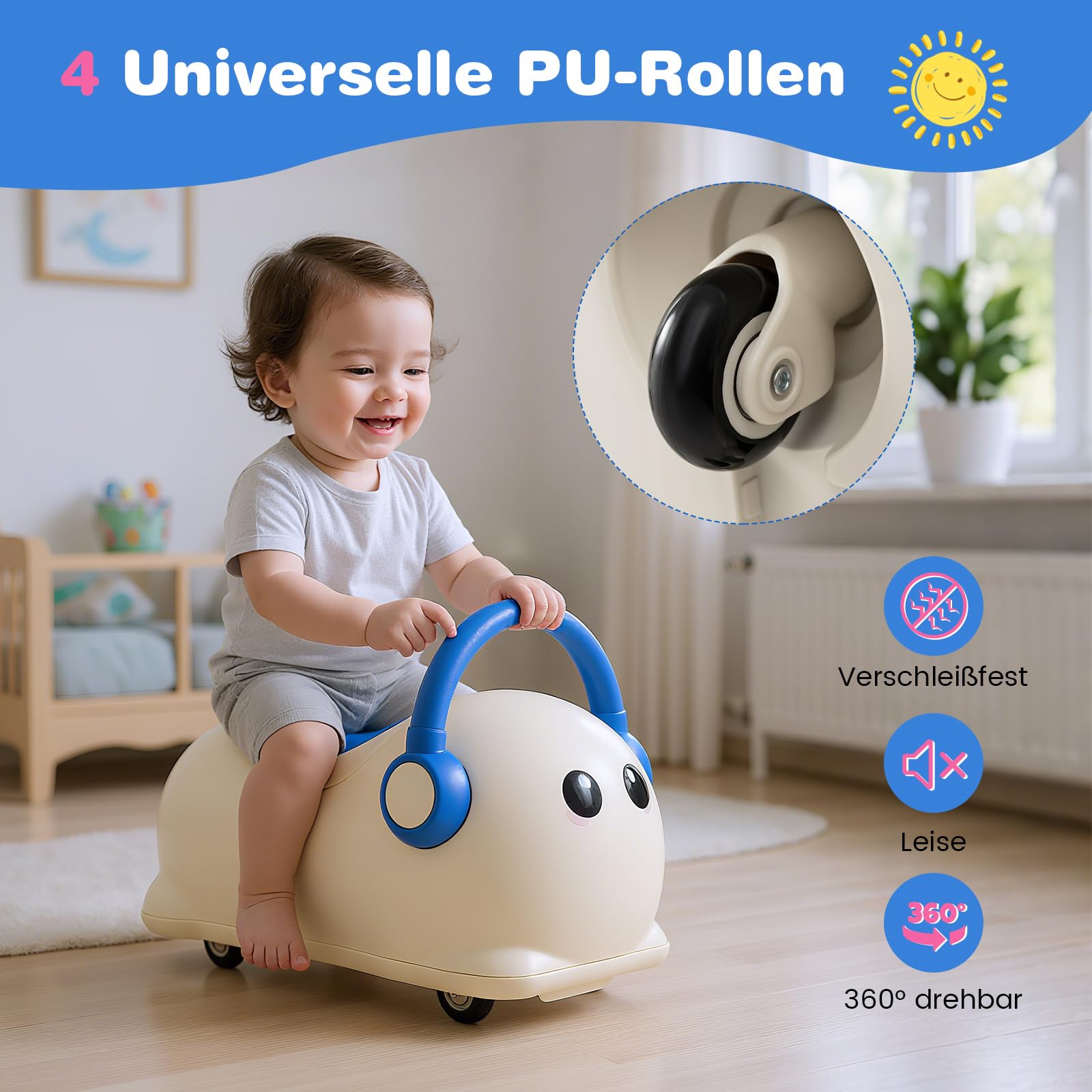 COSTWAY Schaukelpferd, Kinderwippe mit Rollen & verstecktem Stauraum, Schaukeltier mit Abnehmbarer Balancierplatte, 3 in 1 Rutschauto für Kinder ab 1 Jahr