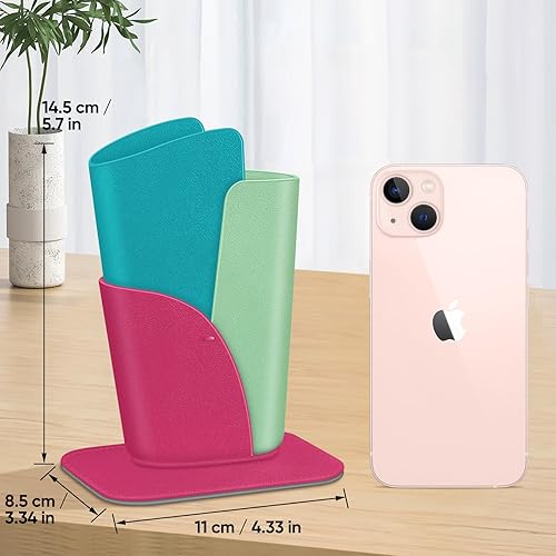 Vista 35 de Fintie Soporte para lentes: funda de cuero vegano antiarañazos para escritorio o mesita de noche, Marrón oscuro