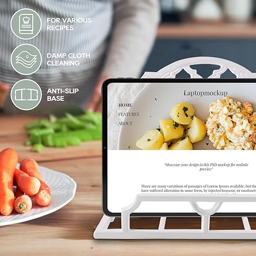 Miniatura 3 de JOGREFUL Soporte para libro de cocina, de hierro fundido, resistente para libros de recetas, soporte para libros de recetas de cocina, soporte de