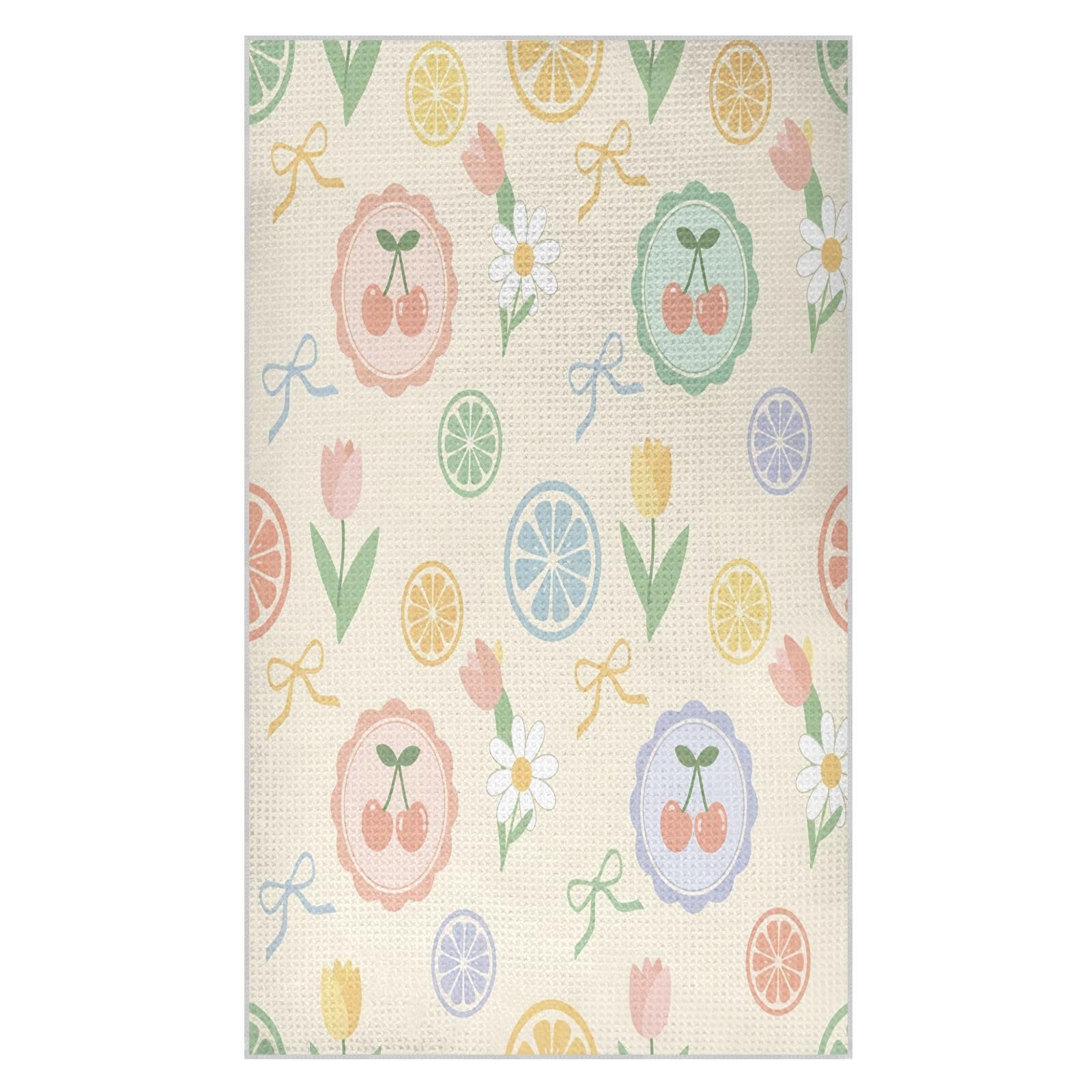 BURSTDDY Bowknot Fruit Kitchen Towels,Absorbent Dish Towels 2 Pack