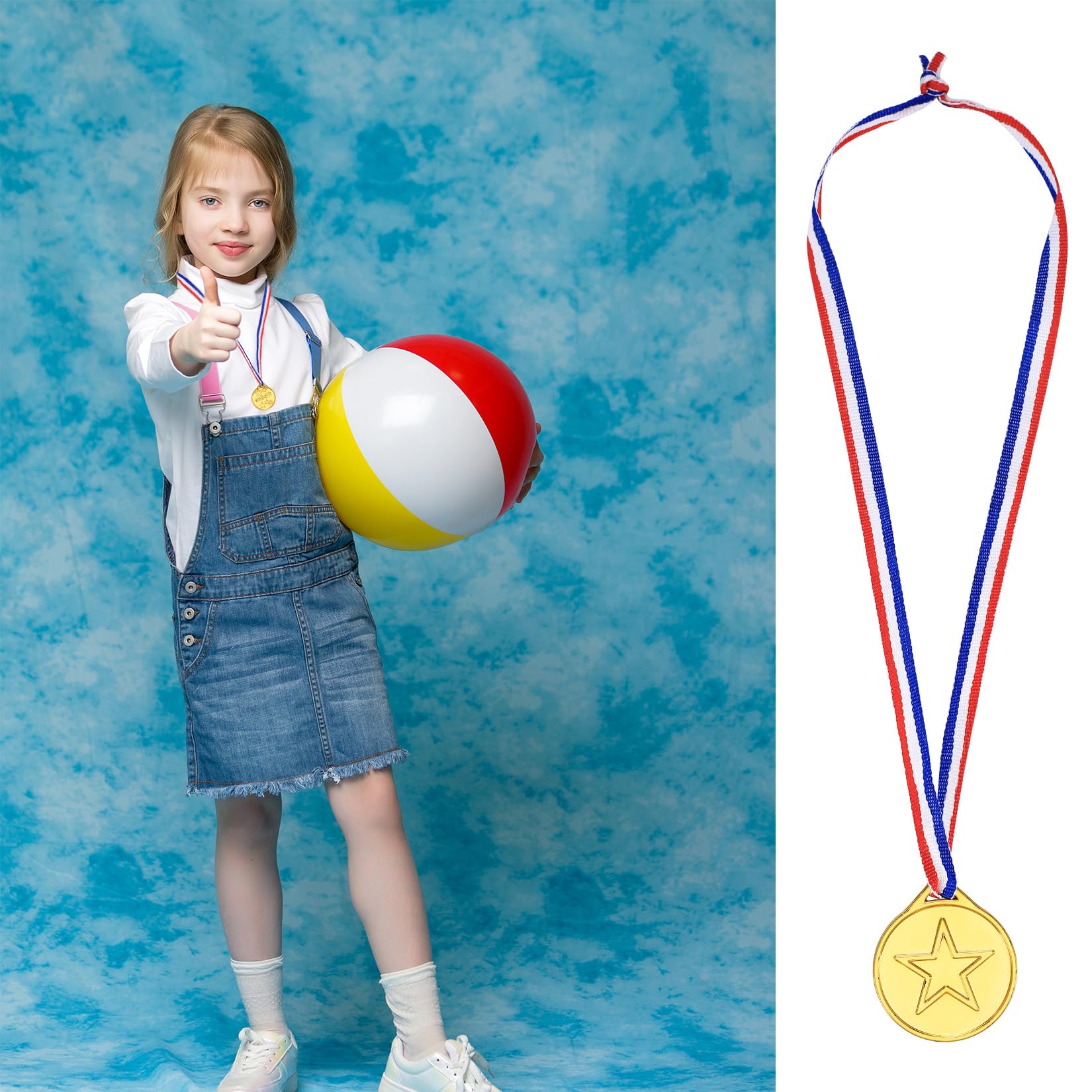 JZK Lot De 30 Médailles En Plastique Doré Avec Rubans Pour Enfants, Jeux De Fête, Cadeaux D'anniversaire, Cadeaux De Fête, Jouets Pour Enfants