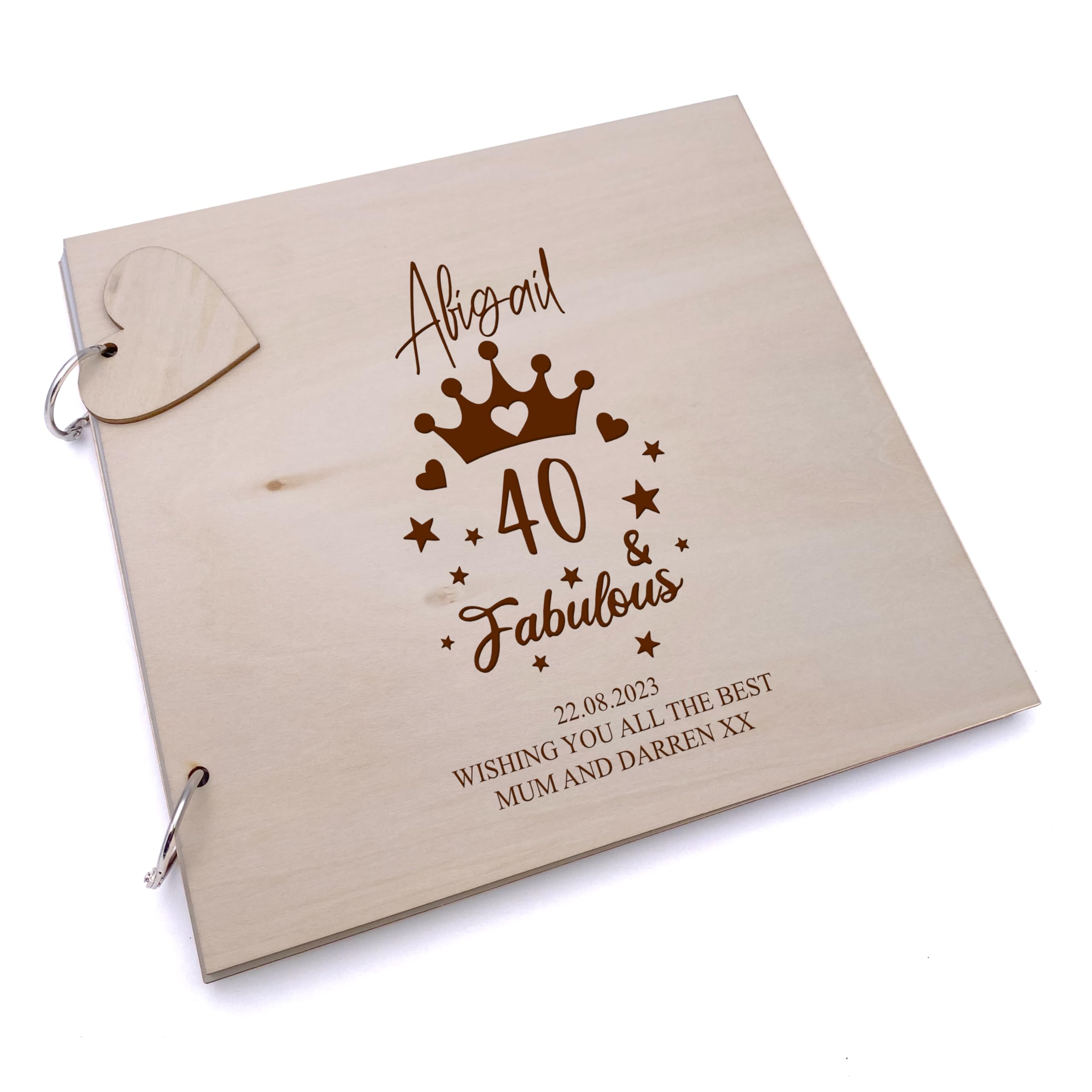 Birthday Fabulous Personalised Engraved Wooden Album Scrapbook Gift For Her 18th, 21st, 30th, 40th, 50th, 60th, 70th, 80th