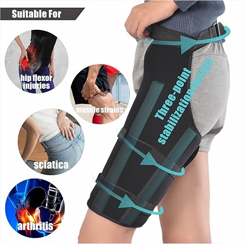 Miniatura 4 de EDWERD Manga de compresión para muslo, soporte ajustable para piernas para artritis y ciática, alivio del dolor del nervio ciático, 1 unidad (M)