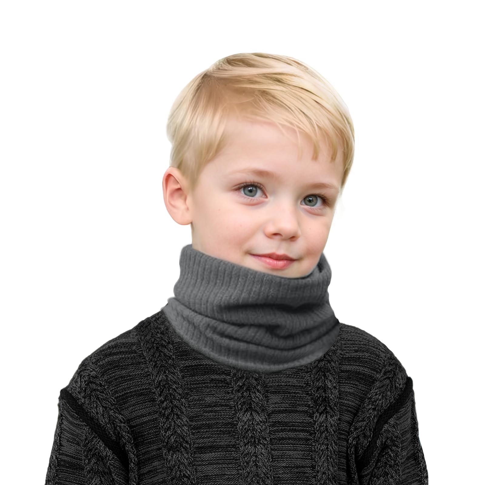 2 Piezas Tubos de Invierno para Niños, Bufanda de Tubo de Esquí, Bucle, Calentador de Cuello, Calentador de Cuello, Bufanda Térmica Resistente al Viento, Bufanda para Ciclismo (Negro, Gris)