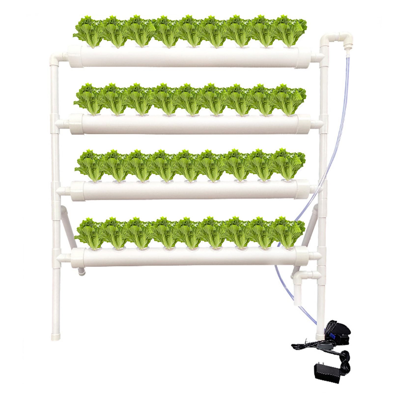 System Hydroponiczny Do Uprawy Roślin Pipe, 36 Stanowisk, 4-warstwowy Zestaw Do Uprawy Wodnej W Stylu Drabiny, Do Domowego Balkonu, Ziół, Owoców I Warzyw (95 × 45 × 100 Cm),White