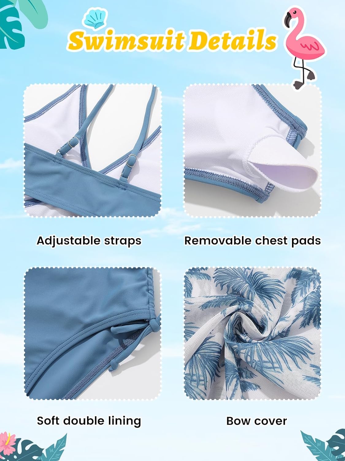 Girls 2 Piece Swimsuits with Skirts Criss Cross Swim Bathing Suits Teen Girls' Swimwear Adjustable Strap Bikini Set - Image 5