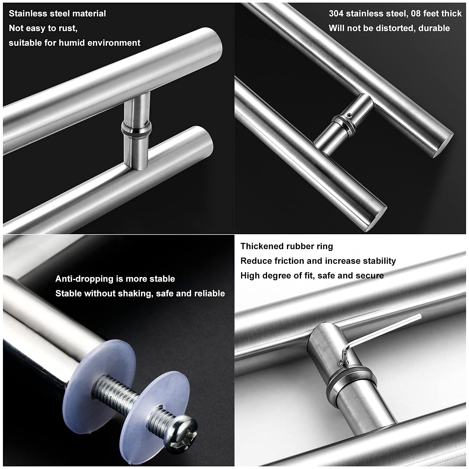 Manilla de Acero Inoxidable para Puerta, Manilla Comercial en Forma de H para Empujar y Tirar, para Puertas de Vidrio y Madera, Manilla Moderna para Puerta de Entrada, co