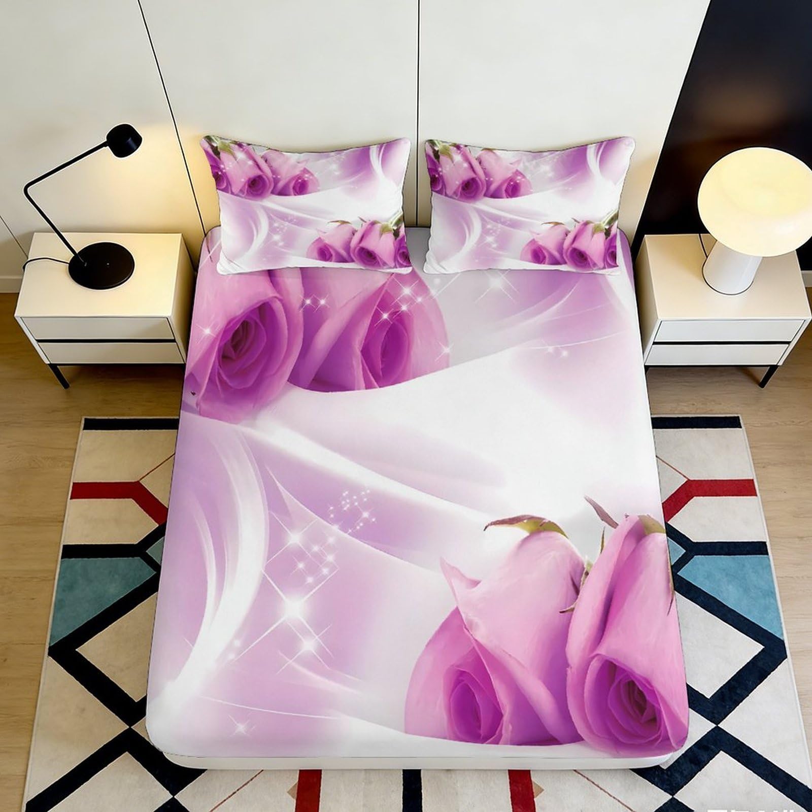 3D Printed Ocean Whale Fitted Sheet Microfiber Deep Pocket Non-Slip Bedroom Bedding Whale Mattress Fitted Cover 160x200x25cm