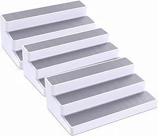 YAN & HIN 3 Tier Spice Rack Organizer for Cabinet, 3 Pack Non-Slip Spice Rack Shelf Organizer, Holds 24+ Jars, Plastic Spice Organizer for Cabinet, Pantry & Kit