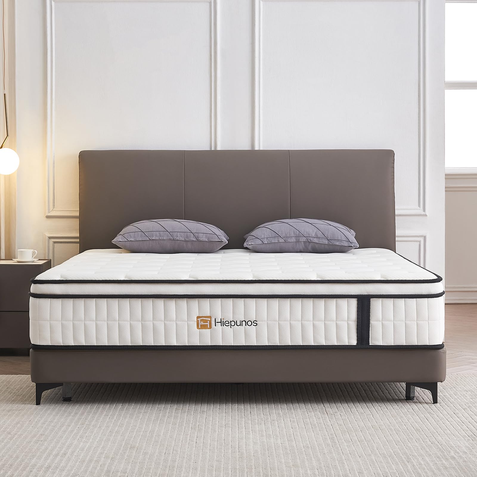 Hiepunos Matelas 140x190 cm, Épaisseur 26cm, Hybride Matelas en Mousse à mémoire de Forme à Ressorts ensachés Indépendants, 7 Zones de Confort, H3 H4 Moyenne Ferme, Durable, Soutien Parfait